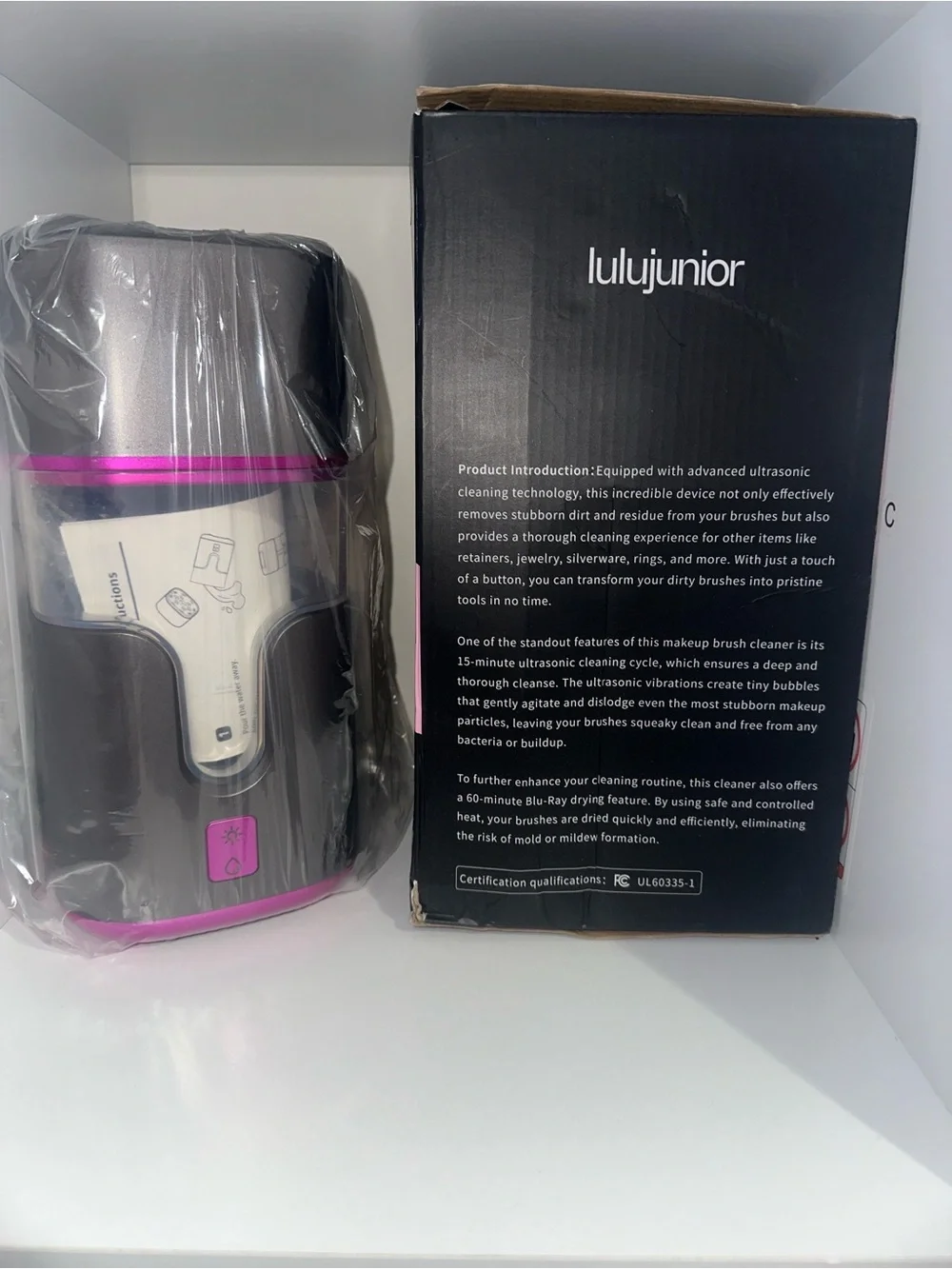 Pink & Black Ultrasonic Makeup Brush Cleaner Machine